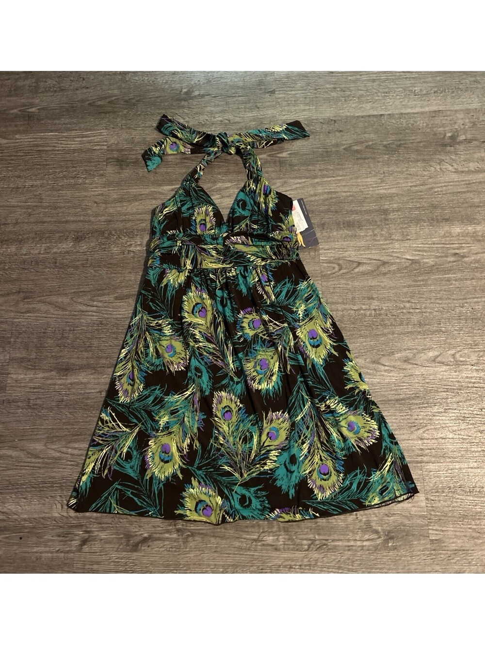 Ruby Rox, Halter Style Sun Dress Women’s Size Med Green Multicolor Summer Dress